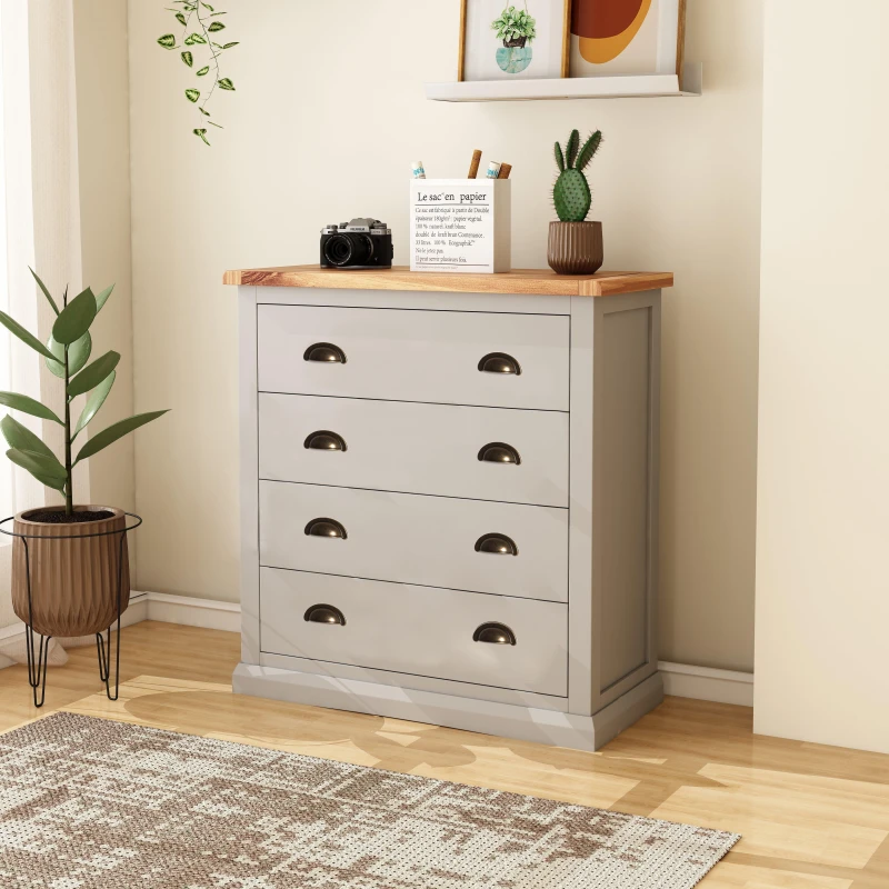 Image of Cabinet Bits Loreo 4 Drawer Chest of Drawers Brass Cup Handle in Light Grey Light Grey Unisex
