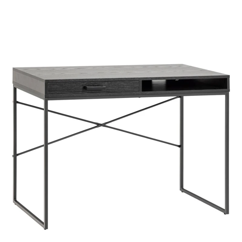 Image of Furniture To Go Seaford 1 Drawer Office Desk in Ash Black Unisex