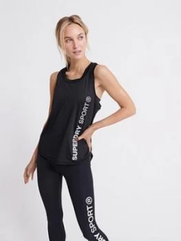 Image of Superdry Training Essential Vest Top - Black, Size 8, Women