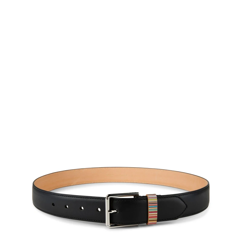 Image of PAUL SMITH Keeper Leather Belt - Black 32