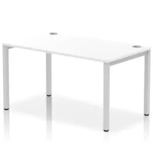 Image of Impulse Bench Single Row 1400 Silver Frame Office Bench Desk White