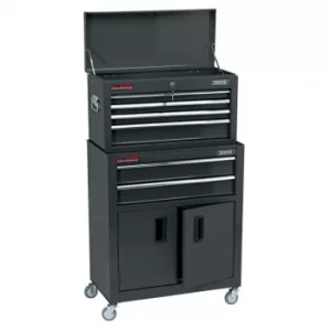 Image of Draper Combined Roller Cabinet and Tool Chest, 6 Drawer, 24", Black