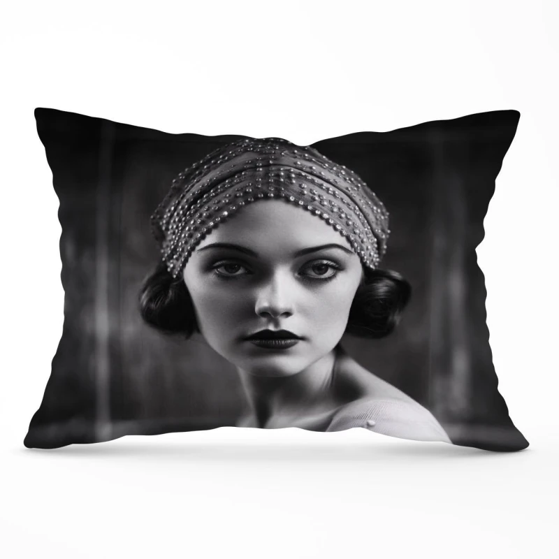 Image of Warren Reed - Designer Edwardian Ballerina Portrait Cushions in Black Size: 33cm x 48cm Black Unisex 33cm x 48 cm