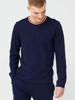 Image of Polo Ralph Lauren Contrast Collar Lounge Top - Cruise Navy
