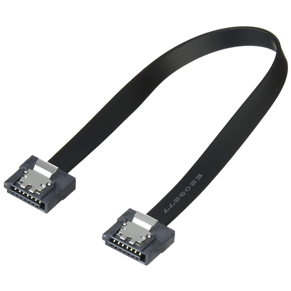 Image of Akasa AK-CBSA05-15BK Super slim SATA rev 3.0 data cable with securing latches - 15cm Black