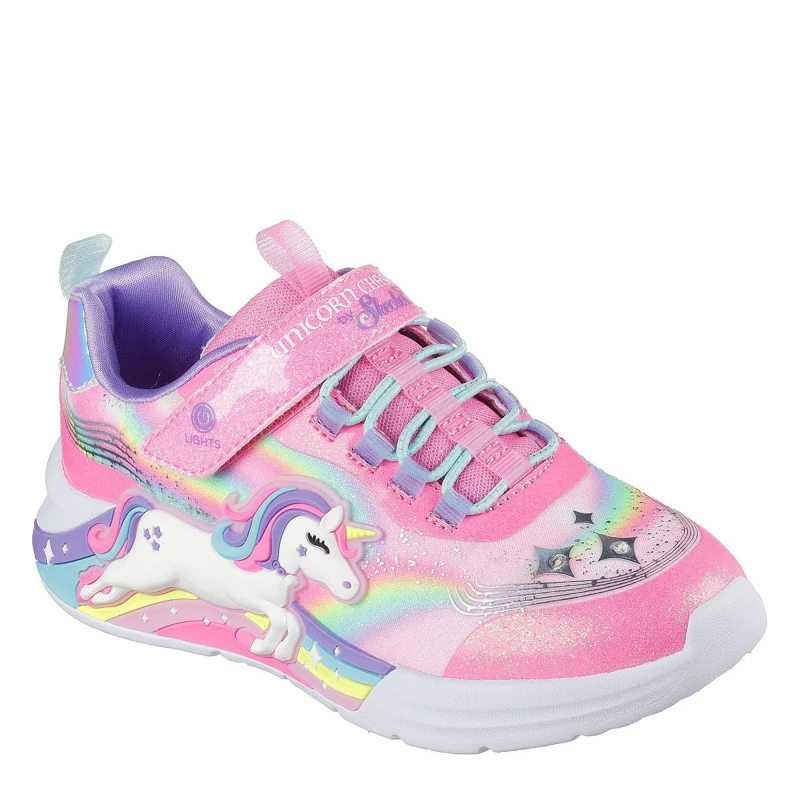 Image of Skechers Lighted Unicorn Bungee & Gore Sneak Light Up Trainers Girls Pink female C13 (32)