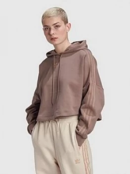 Image of Adidas Originals New Neutral Cropped Hoodie - Brown