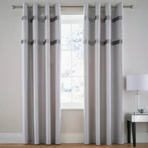 Image of Catherine Lansfield Silver Sequin Cluster Eyelet Curtains Silver