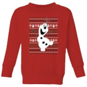 Image of Disney Frozen Olaf Dancing Kids Christmas Sweatshirt - Red - 3-4 Years