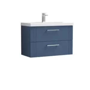 Image of Nuie Deco 800mm Wall Hung 2 Drawer Vanity & Basin 3 - Satin Blue