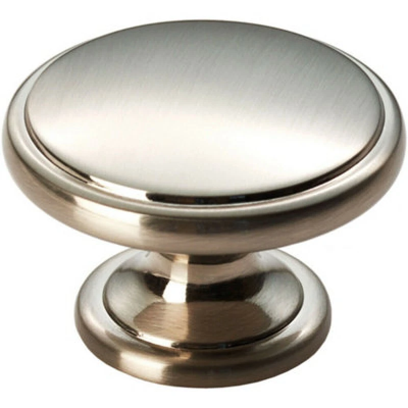 Image of Loops Ring Domed Cupboard Door Knob 38.5mm Diameter Satin Nickel Cabinet Handle Metallics unisex