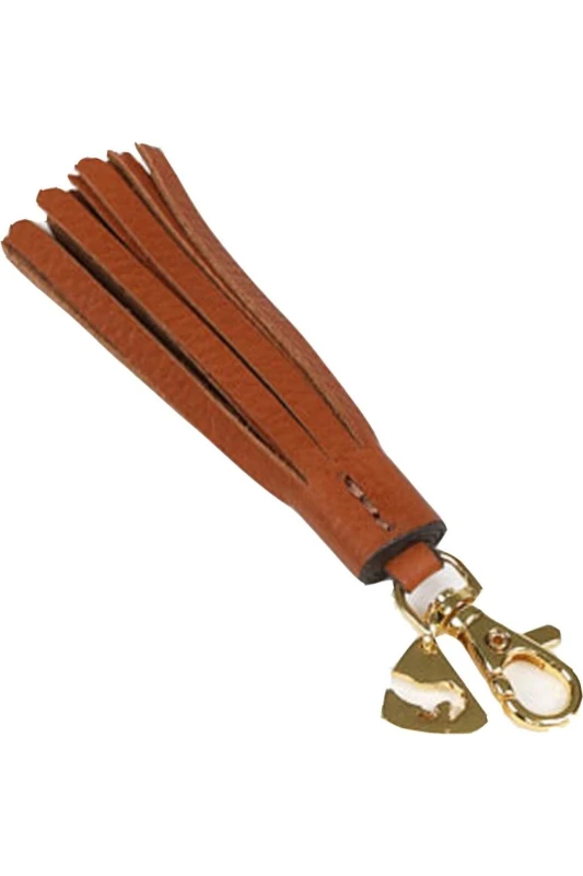 Image of Aubrion Aubrion Tassel Trim Leather Keyring in Tan Tan One Size Unisex 5059699465985