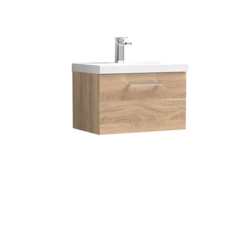 Image of nuie Arno 600mm Wall Hung 1-Drawer Vanity & Basin 3 - Bleached Oak ARN3022D