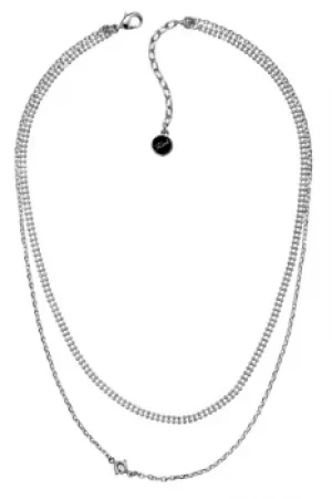 Image of Ladies Karl Lagerfeld Silver Plated Layered Mixed Chain Charm Necklace 5378143