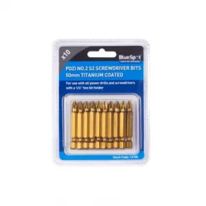 Image of 10 Piece 50MM Titanium Coated Pozi Power Bit Set