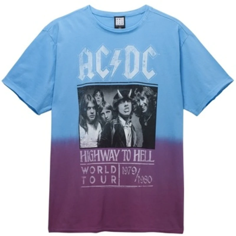 Image of Amplified Amplified Men Highway to Hell AC DC T-Shirt in Mid Blue Size: large Mid Blue L Male 5059699758599