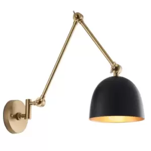 Image of Wall Light - Antique Solid Brass & Matt Black - 10W LED E27 - Dimmable - e10392