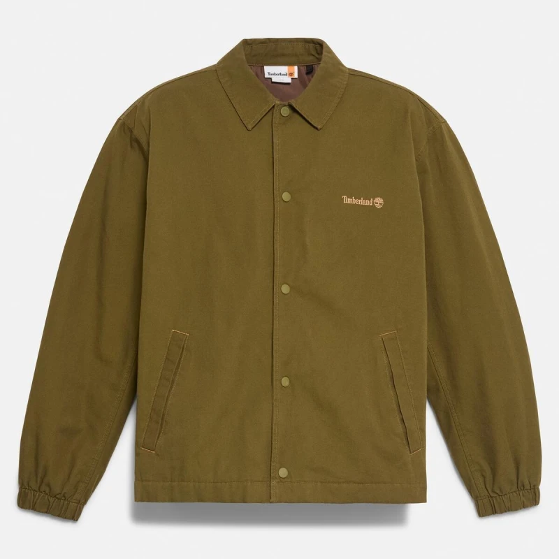 Image of Timberland Mens Coach Canvas Overshirt Dark Olive male S