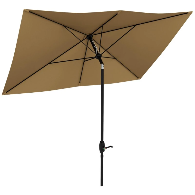 Image of Outsunny Outsunny 2 x 3(m) Garden Parasol Rectangular Market Umbrella w/ Crank Brown 5056725387037