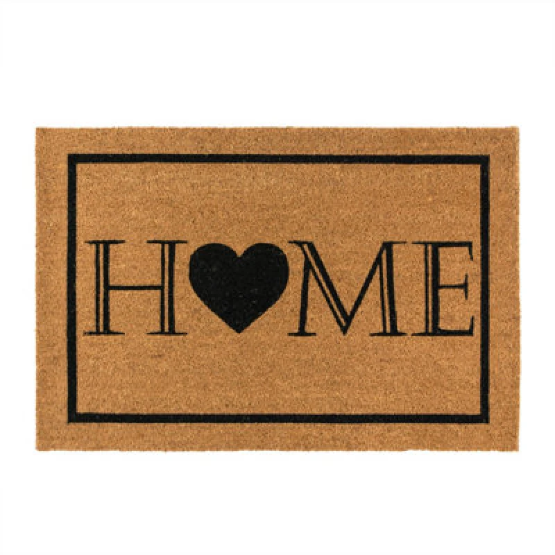 Image of JVL Eco-Friendly Latex Backed Coir Entrance Doormat, 60x90cm - Heart Home Welcome, Brown 02-235