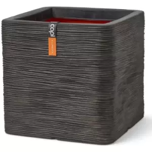 Image of Planter Nature Rib Square 40x40x40cm Dark Brown Capi - Brown