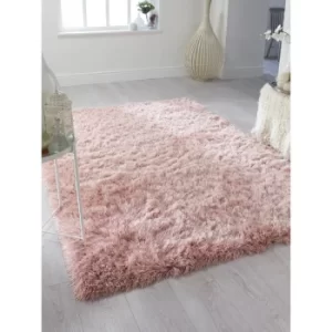 Image of Dazzle Modern Thick Silky Shiny Yarn Shaggy Rug in 60x110cm (2'x3'7''), Blush Pink