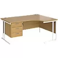 Image of Dams International Right Hand Ergonomic Desk MC16ERP3WHO 1,600 x 1,200 x 725 x 800 - 990 mm