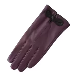 Image of Eastern Counties Leather Womens/Ladies Contrast Bow Leather Gloves (XL) (Purple/Black)