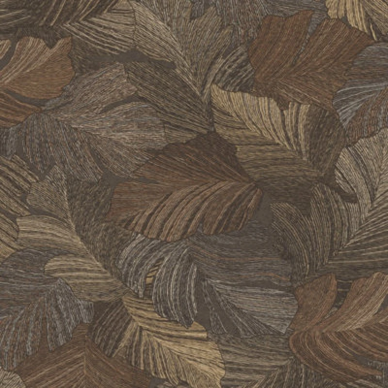 Image of Grandeco Charming Scattered Leaves Textured Wallpaper, Chocolate Brown