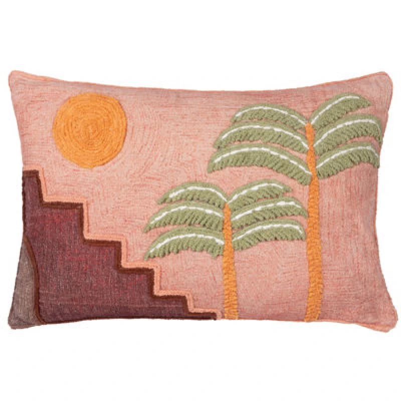 Image of Moloko Embroidered Cushion Pink Sunset, Pink Sunset / 40 x 60cm / Polyester Filled