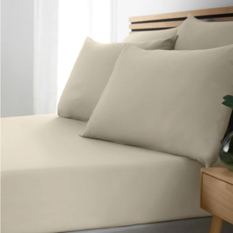 Image of Catherine Lansfield Catherine Lansfield 'So Soft Easy Iron' Fitted Sheet in Natural Size: Double Fitted Natural Double Fitted Unisex 5057681138084