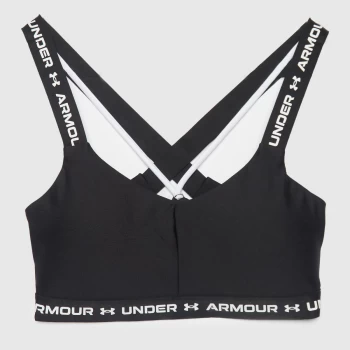 Image of Under Armour Cross Back Sports Bra In Black & White