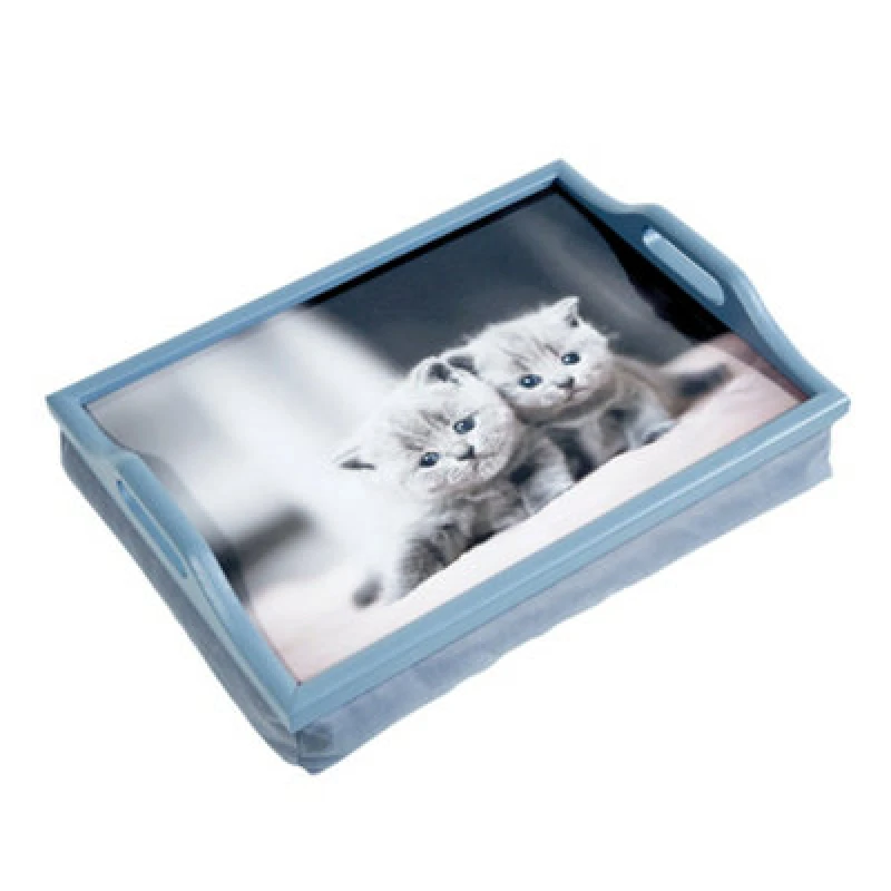 Image of Loops Laminated Wooden Lap Tray with Built in Cushion - 100 x 400 x 300mm - Easy Clean Multi