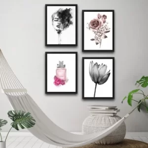 Image of Parfume Set Multicolor Decorative Framed Painting (4 Pieces)
