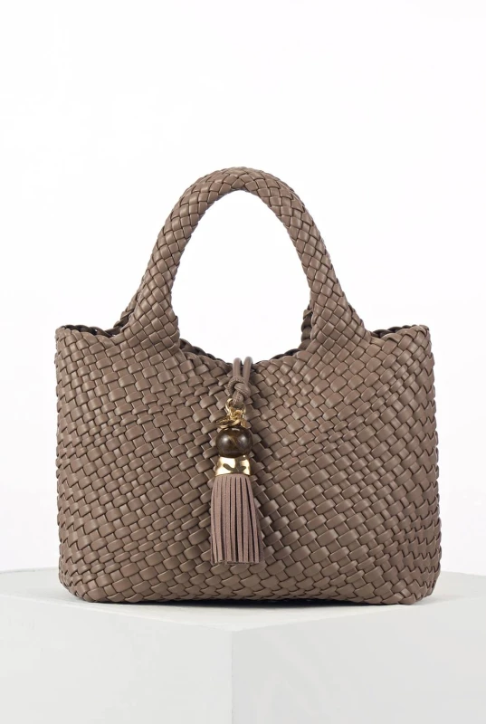 Image of Luella Grey Womens 'Suky' Medium Woven Crossbody in Taupe Female