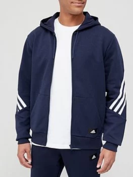 Image of adidas Future Icon 3 Stripe Zip Hoodie - Navy Size M Men