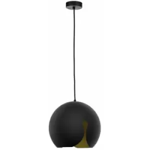 Image of Keter Malaga Dome Pendant Ceiling Light Black, 30cm, 1x E27