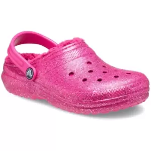 Image of Crocs Girls Kids Classic Glitter Cosy Lined Clogs UK Size 2 (EU 33-34)