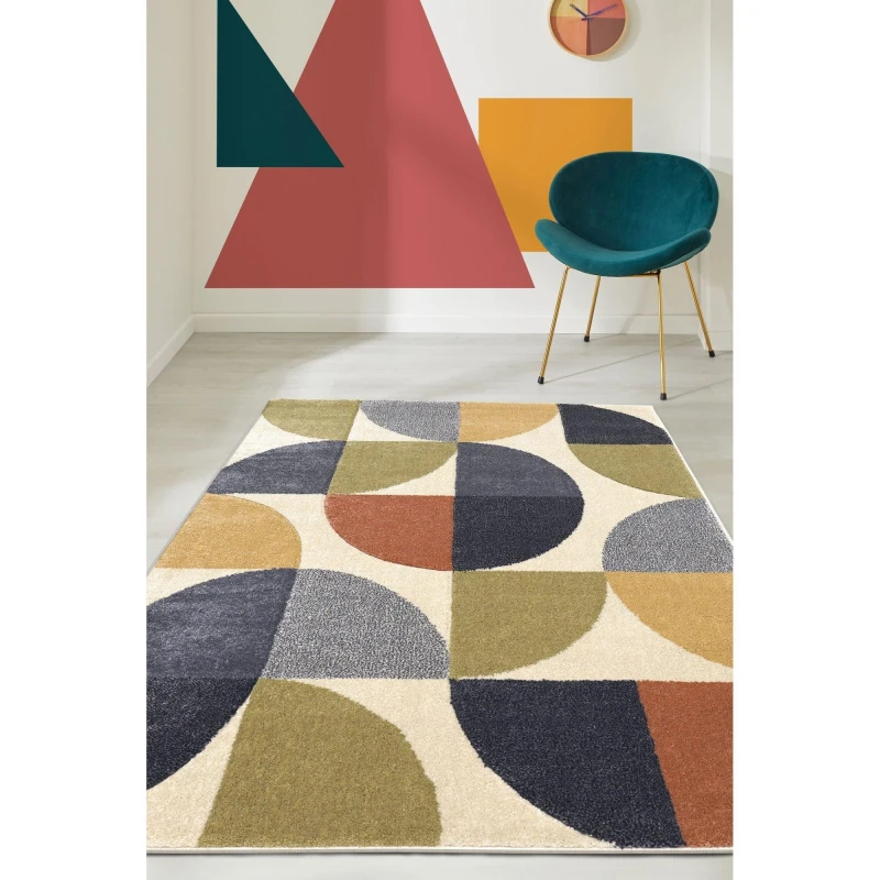 Image of Homemaker Sara Carved Multicoloured Geo Rug Multi - Homemaker - Size: 200X290 Multi 200X290 WB90204