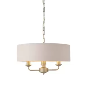Image of Ceiling Pendant Light - Champagne Paint & Blush Pink Fabric - 3 x 40W E14