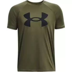 Image of Under Armour Tech Big Logo Short Sleeve T Shirt Junior Boys - Green