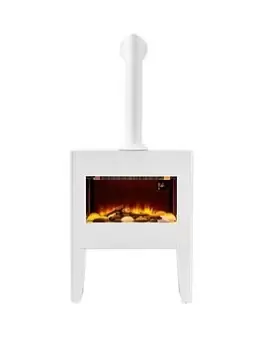 Image of Black & Decker Portable Stove - White Wooden Cabinet With Chimney