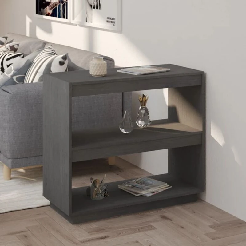 Image of VIDAXL Book Cabinet Grey 80x35x71cm Solid Pinewood Vidaxl 8720286816127
