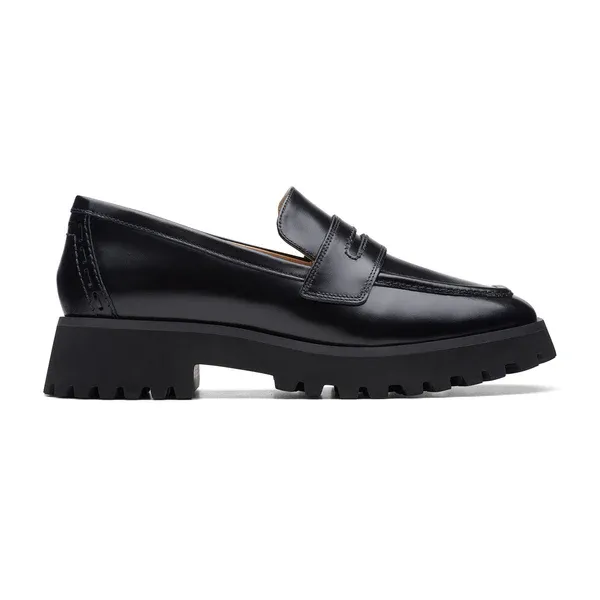 Image of Clarks Womens Stayso Edge Leather Loafers - UK 4 Black Shoes female 26174705 4