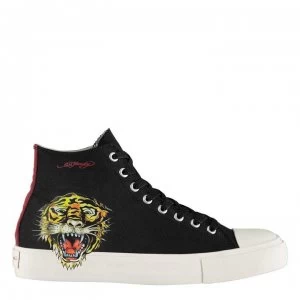 Image of Ed Hardy Fierce Hi Top Trainers - Black/White
