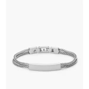 Image of Fossil Mens Stainless Steel Id Bracelet - Silver
