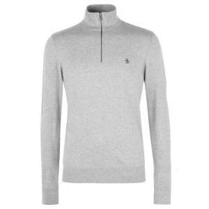 Image of Original Penguin Quarter Zip Knit Jumper - Grey 080