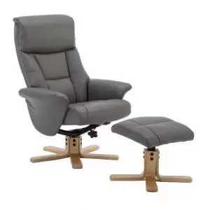 Image of Montreal Recliner Grey PU with Swivel Recline Function Stylish Natural