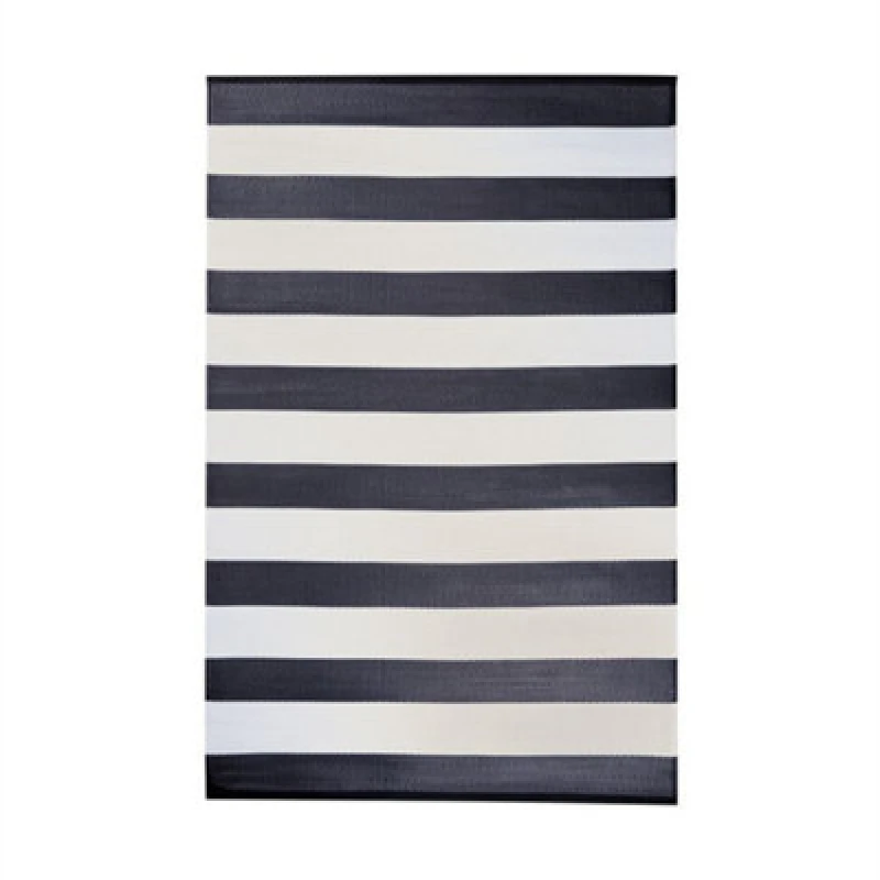 Image of Streetwize Zebra Stripe Outdoor Rug - 120cm x 180cm (Medium) - Black 160x230