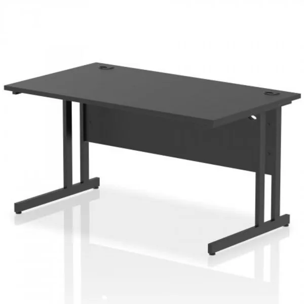 Image of Impulse Impulse 1400 x 800mm Straight Office Desk Black Top Black Cantilever Leg IRDC14BBLK